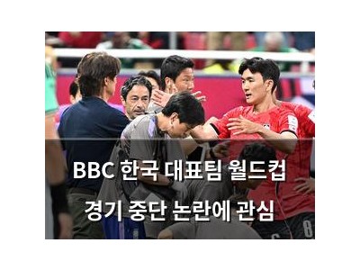 BBC 한국 대표팀 월드컵 경기 중단 논란에 관심