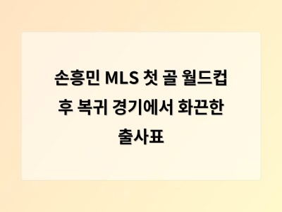 손흥민 MLS 복귀 후 첫 골로 분위기 잡아